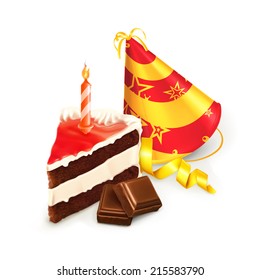 Birthday cake, isolated vector illustration