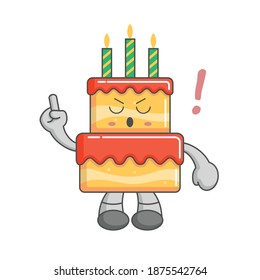 birthday cake kawaii character design style with one finger gesture