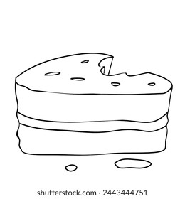 birthday cake, leftover birthday cake, delicious cake, simple design, outline design, bite