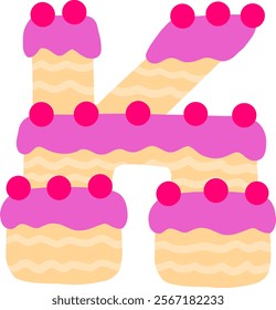 Birthday Cake Letter Alphabet K