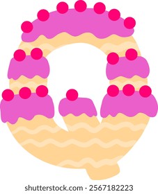 Birthday Cake Letter Alphabet Q