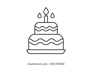 Birthday cake line art icon vector illustration design outline