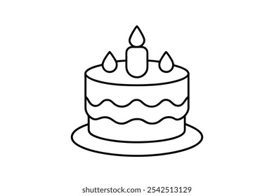 Birthday cake line art icon vector illustration design outline