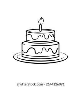 Birthday Cake Line Art Illustration Icon Stock Vector (Royalty Free ...