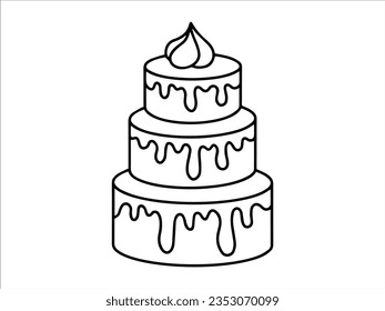 Birthday Cake Line Art Illustration