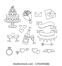 Birthday cake with line art vector
