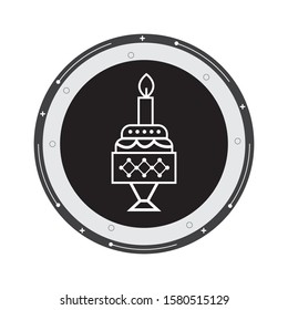 Birthday cake line icon with black background