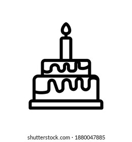 Birthday cake line icon. cake icon with candle. simple design editable. Design template vector