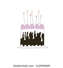 Birthday cake line icon, outline vector sign