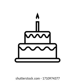 Birthday cake line icon, outline vector sign, linear style pictogram isolated on white background