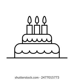 Birthday cake line icon, outline sign flat black trendy style illustration for web and app on white background..eps