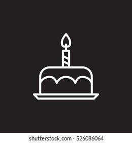 Birthday cake line icon, outline vector sign, linear pictogram isolated on black. logo illustration