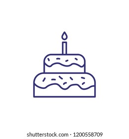 Birthday cake line icon. Pastry, menu, candle. Celebration concept. Vector illustration can be used for topics like holiday, dessert, bakery