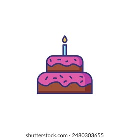 Birthday cake line icon. Pastry, menu, candle. Celebration concept. Vector illustration can be used for topics like holiday, dessert, bakery