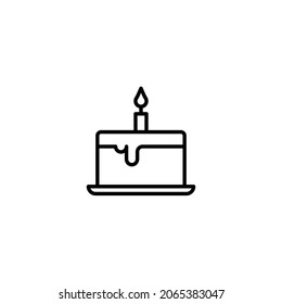 Icono de la línea de pastel de cumpleaños, plantilla de vector