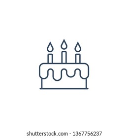Birthday cake line icon for web and mobile