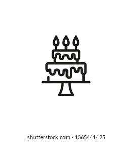 Birthday cake line icon. Wedding cake, dessert, event. Celebration concept. Vector illustration can be used for topics like party, food, menu