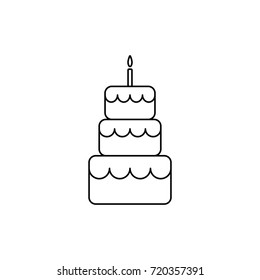 Birthday cake line icon.Outline cake vector icon.