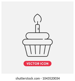 Birthday Cake Line Vector Icon Illustration