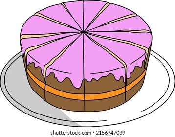 Birthday Cake Line Vector Illustration Isolated Stock Vector (Royalty ...