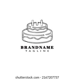 birthday cake logo cartoon design template icon black modern cute vector illustration