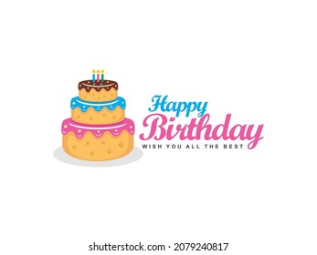 Birthday cake logo design vector illustration