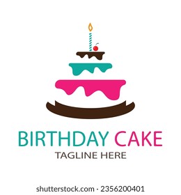 birthday cake logo design vector illustration