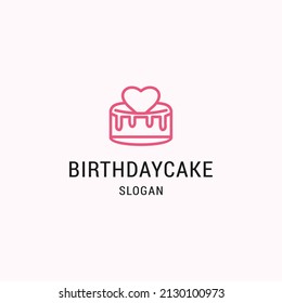 Birthday cake logo icon flat design template