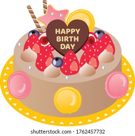 Birthday cake with macaroon and  ganache