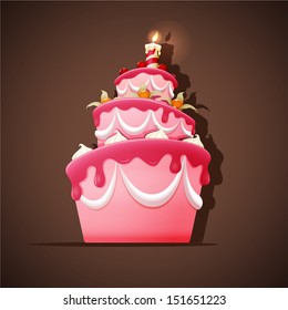Birthday cake and meringues  cherry  ground cherry   candle