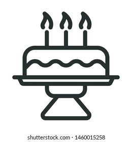 birthday cake - minimal line web icon. simple vector illustration. concept for infographic, website or app.