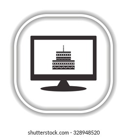 birthday cake   Modern design flat style icon