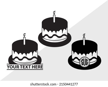 Birthday Cake Monogram Printable Vector Illustration