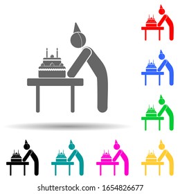 birthday with cake multi color style icon. Simple glyph, flat vector of party icons for ui and ux, website or mobile application