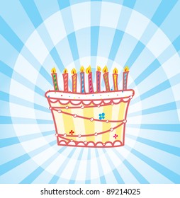 birthday cake with a lot of multicolored candles