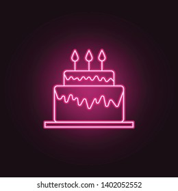 Birthday cake neon icon. Elements of Party set. Simple icon for websites, web design, mobile app, info graphics