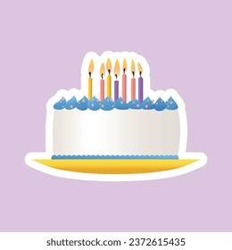 Birthday cake on lilac background