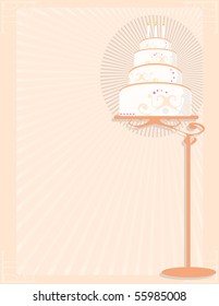 Birthday cake on peach background - vector