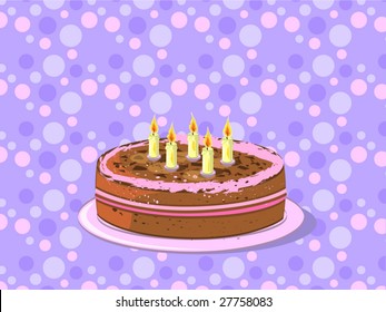 birthday cake on plate (editable layers)