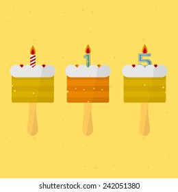 Birthday cake on a stick. vector format.