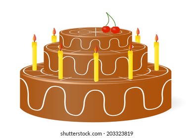 Birthday cake on a white background.