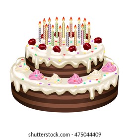 Birthday cake on a white background. Vector illustration