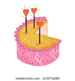 Birthday cake  on white  isolated background Vector illustration