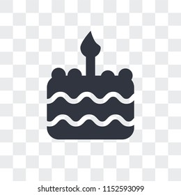 Birthday Cake With One Candle Vector Icon Isolated On Transparent Background, Birthday Cake With One Candle Logo Concept