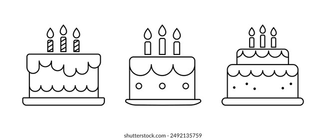 birthday cake outline design vector illustration isolated white background