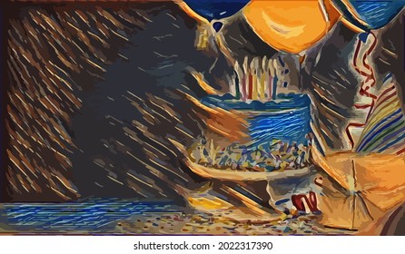 Birthday cake painting,  very cool color and realistic 
