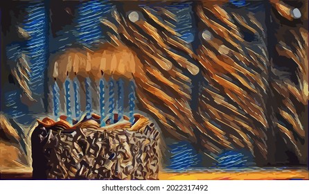 Birthday cake painting,  very cool color and realistic 