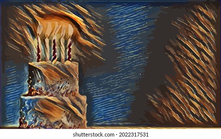 Birthday cake painting,  very cool color and realistic 