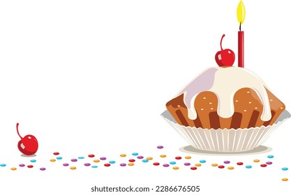  Birthday cake, birthday party elements.