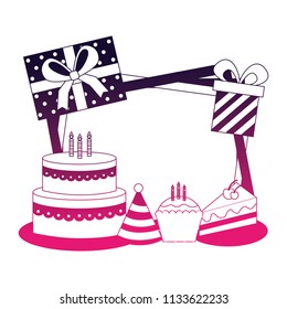 birthday cake party hat gift boxes and frame decoration